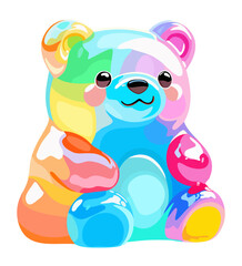 Colorful gummy bear. Jelly bear fruit gummy. Vector isolated illustration