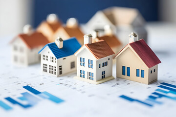 Cityscape growing with ascending financial graphs for real estate investment