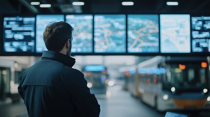 City transit office monitors bus locations and enhances public transport efficiency