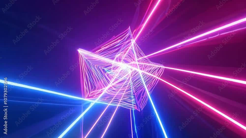 Poster glowing sparkling lines create an abstract neon backdrop for parties generative ai