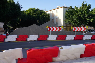 plastic road barrier along the road