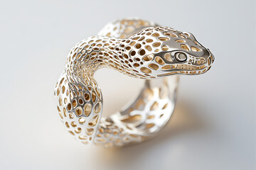 Elegant jewelry in the shape of a snake, featuring intricate details and a luxurious design, symbolizing transformation and power.
