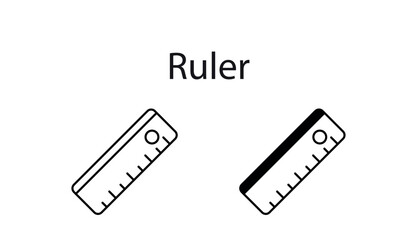 Ruler icon design with white background stock illustration