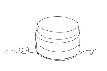 Line Art Cream Tube Bottle Silhouette Icon. One Continuous Line Drawing. Editable Vector Thin Doodle Stroke Sketch. Skincare and Everyday Beauty Routine Concept.