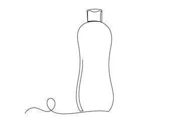 Line Art Lotion Tube Bottle Silhouette Icon. One Continuous Line Drawing. Editable Vector Thin Doodle Stroke Sketch. Skincare and Everyday Beauty Routine Concept.