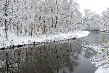 View at the Etobicoke creek in winter, near Toronto, Canada