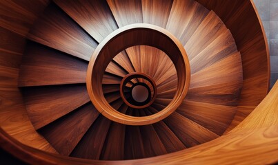 Collage of modern spiral staircases made of wood in various contemporary interior settings, showcasing elegant design and architectural details