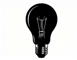 Obraz premium Light bulb black white silhouette, contrast image isolated on white background