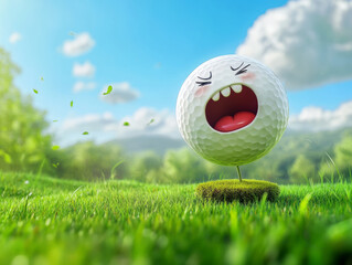 Whimsical cartoon golf ball