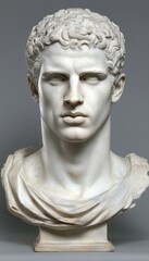Obraz premium Elegant White Marble Bust in Soft Natural Light, Showcasing Texture and Subtle Shadows