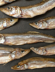 A dried smoked fish smelt	