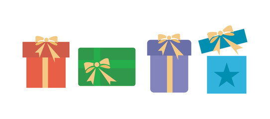 gift boxes with ribbon bow. Set of presents in black one line. Holiday doodle icons for birthday, New year, Christmas, wedding. Celebration concept in minimalism design