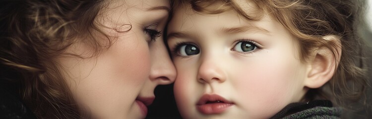 Obraz premium close up of a mother and child close and intimate
