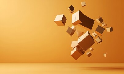 Obraz premium Delivery shipping concept flying cardboard package boxes background