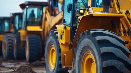 Fototapeta premium AI in heavy machinery assembly, coordinating assembly lines for construction equipment