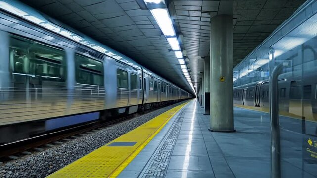 Train at a Busy Underground Platform Generative AI