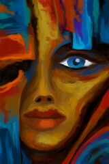 Abstract image for printing, woman's face,  - digital painting