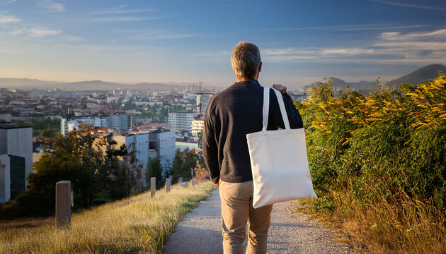 Persona con una bolsa blanco 