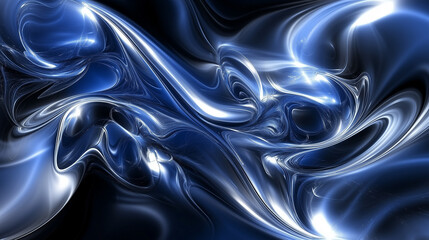 Obraz premium AAbstract fluid texture in metallic blue and silver tones