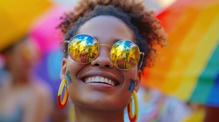 Amidst a spectrum of colors, a determined LGBTQ student's poised posture signifies their courage and determination