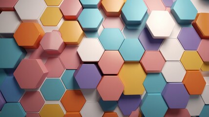 rainbow colors hexagons modern background 3d