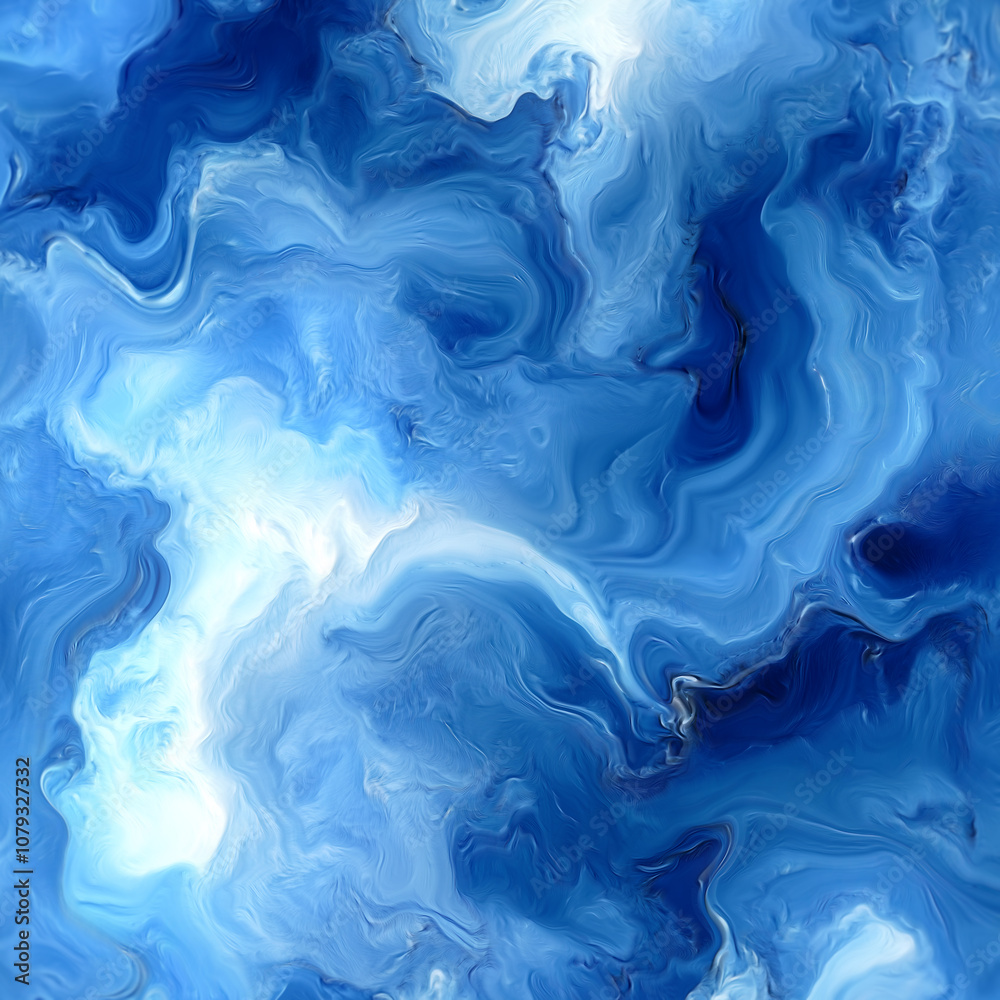 Aufkleber abstract composition in cool blue-blue tones depicting flowing, multi-layered undulating forms. smoo