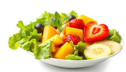 Fruit salad - diet, healthy breakfast isolated with white highlights, png