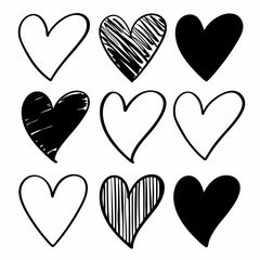Heart, Love vector, Hand-Drawn Heart SVG Bundle,  Cute Heart SVG,  Heart Outline SVG , Sketch Heart Designs