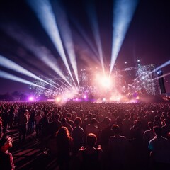 A brightly colorful illustration of a music festival picnic stage stock image
