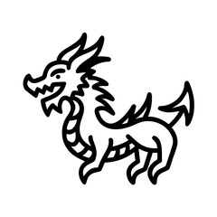A detailed vector icon of a stylized dragon, showcasing its fierce expression and intricate features, suitable for artistic designs or fantasy-themed projects