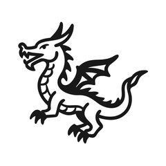Fototapeta premium Stylized dragon vector icon featuring intricate design elements, ideal for fantasy themes and creative projects, conveying strength and imagination in a minimalist style