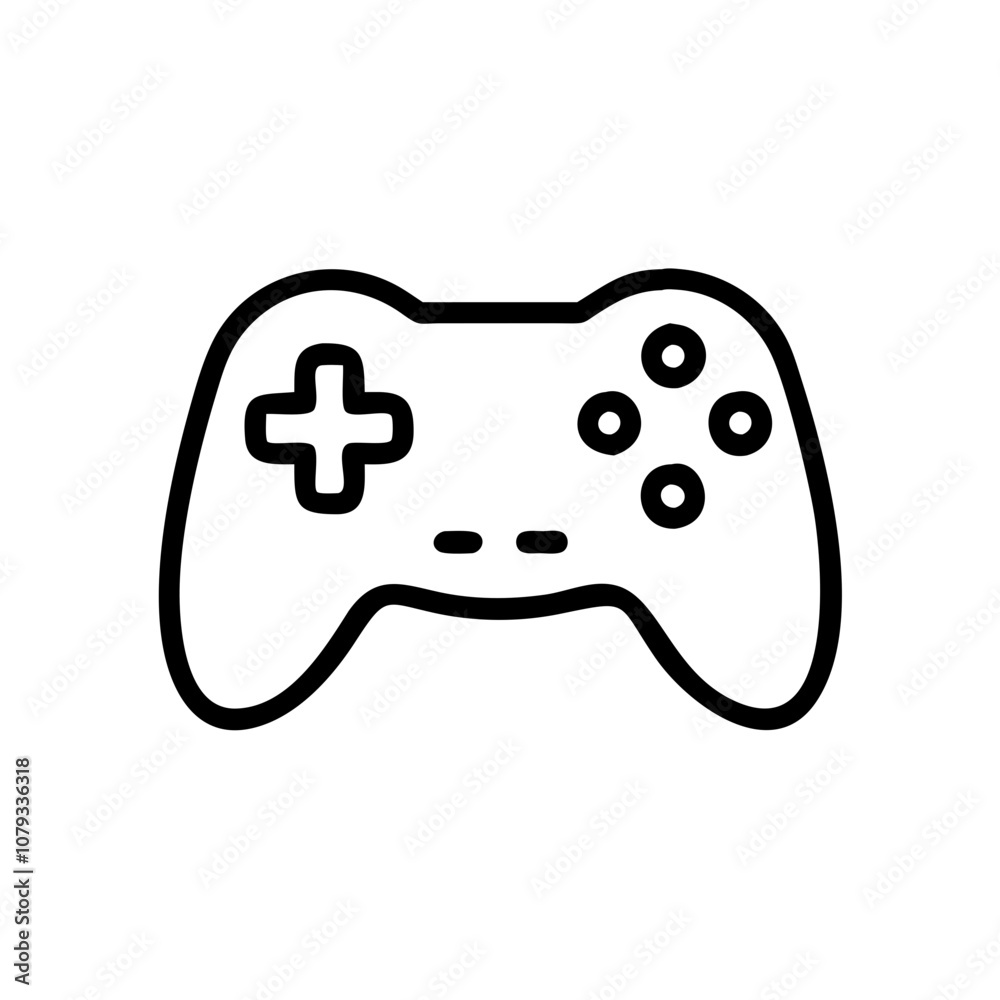 Poster a simple vector icon of a classic gaming controller showcasing buttons and a directional pad commonl