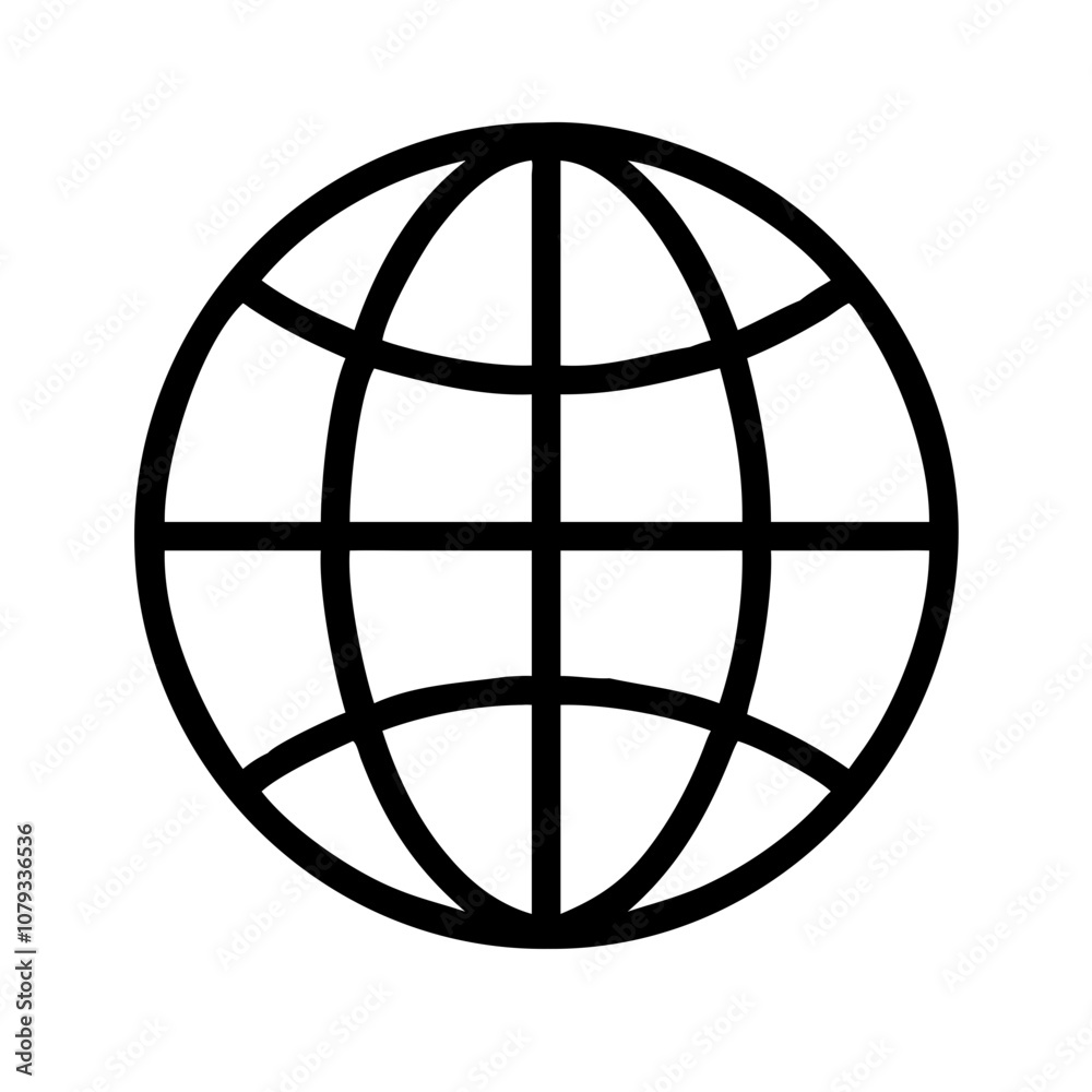 Poster a detailed vector icon of a globe wireframe representing global connectivity and information flow ac