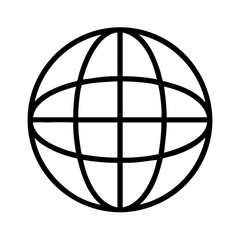 Vector icon of a wireframe globe showcasing a minimalist design suitable for global connectivity, geography, technology, and communication applications in modern digital environments
