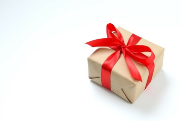 Beautiful gift box tied with bow on white background 