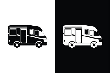 RV Camper icon on White Background Vector Art Illustration on white background.