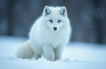 Fototapeta premium Arctic animals. polar white fox