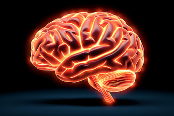 Glowing Brain Illustration with Electrical Impulse