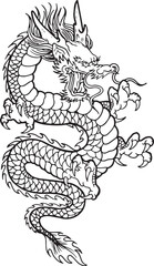 black and white chinese traditional dragon