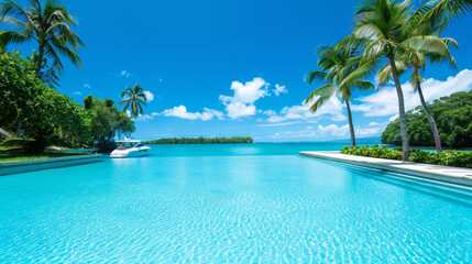 Serene Tropical Lagoon with Palm Trees