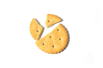 Delicious crispy crackers cookies isolated on white  background