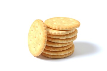 Delicious crispy crackers cookies isolated on white  background