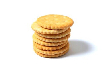 Delicious crispy crackers cookies isolated on white  background