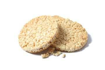 Round rice cakes isolated on white  background
