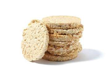 Round rice cakes isolated on white  background