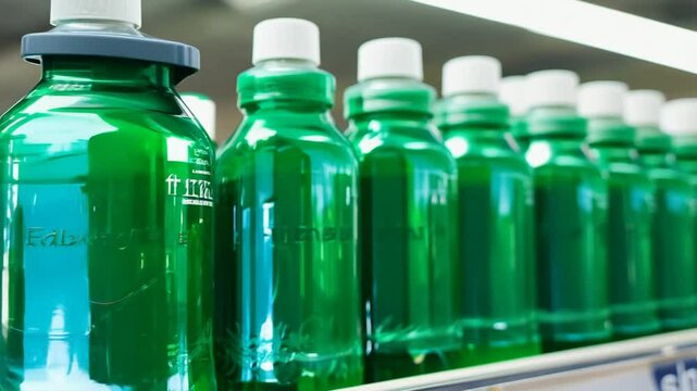 Green Toilet Cleaning Gels Displayed on a Supermarket Shelf Generative AI