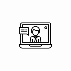 laptop video chat icon sign vector