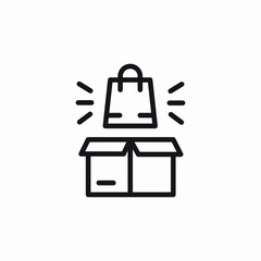 shopping delivery unboxing icon sign vector