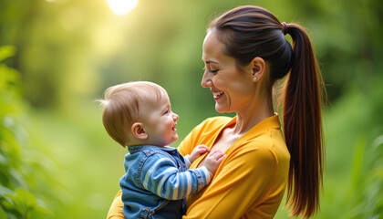 Mother and Child Enjoying Nature