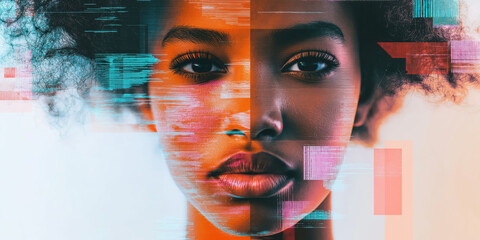 Futuristic duality: digital art exploring human and technology merge